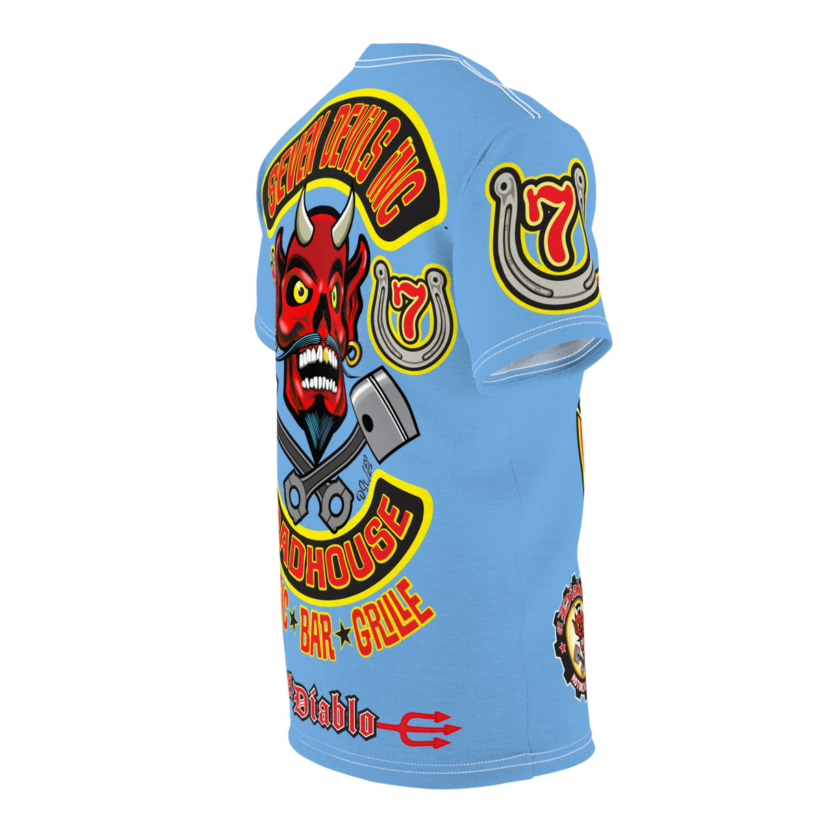 Seven Devils Inc. Roadhouse HiViz Design, Edgy Biker Shirt, Special Motorcycle Riding Gear, Seven Devils Inc.
