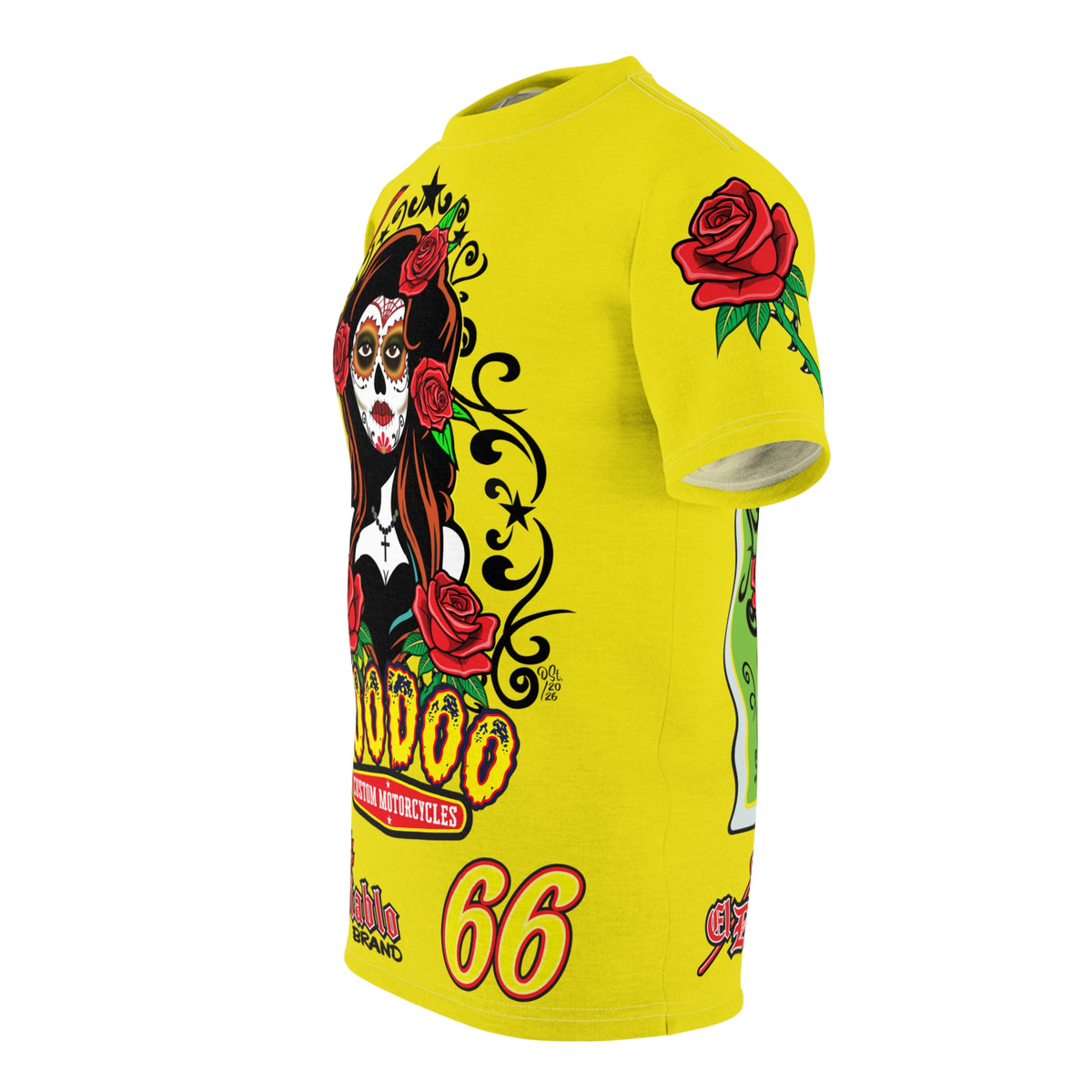 VERY Special HIVIZ Voodoo Custom Motorcycles Tee — Queen of Hearts Graphics - Super Riding Tee