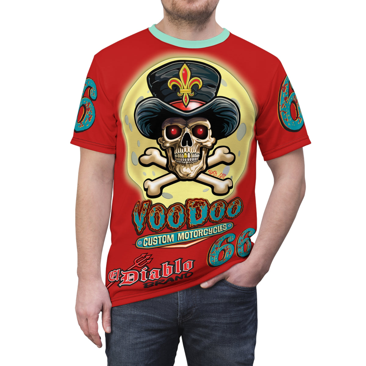 Voodoo Customs Tie Dye Blast Graphic Tee – Unisex- Edgy Style for Bikers