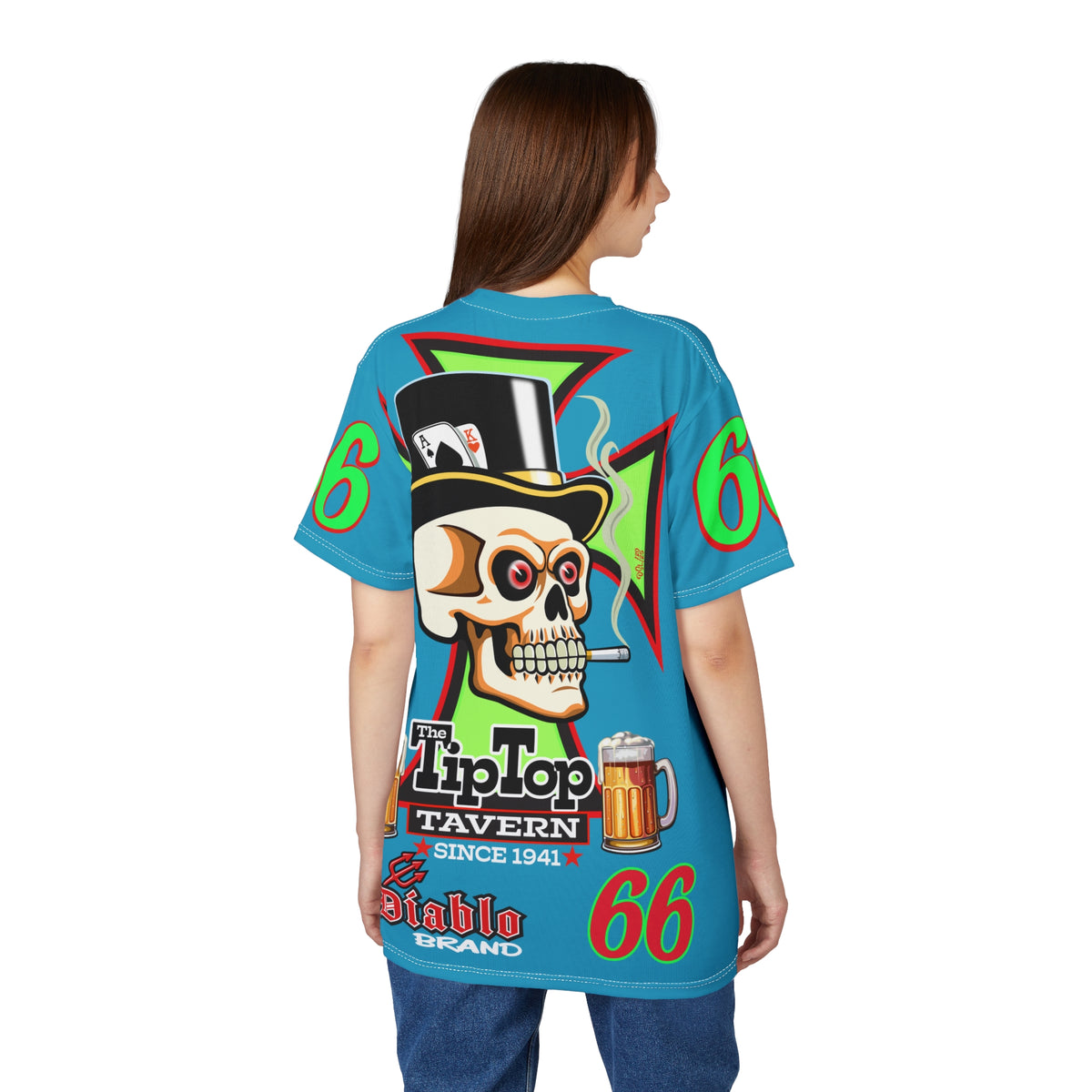 Tip Top Tavern Dive Bar Super Tee - Special Edition Electric Blue + XL Graphics - America's Best Dive Bar - Bikes Beers Babes & Bros. - Biker Bar Tee