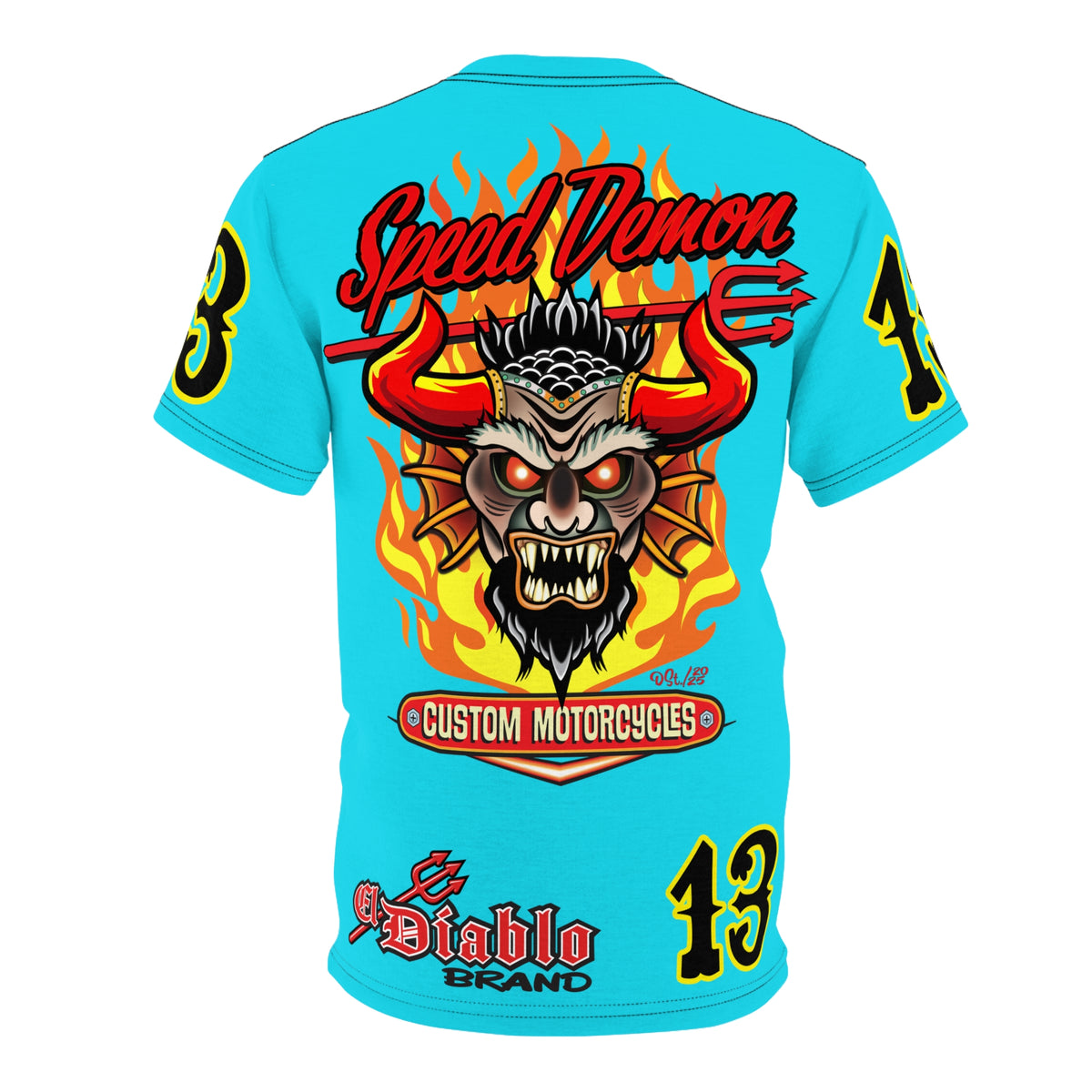 Speed Demon Customs Ice Blue Super Tee — Extreme Edgy Graphics - Bad Attitude Custom Biker Riding Gear