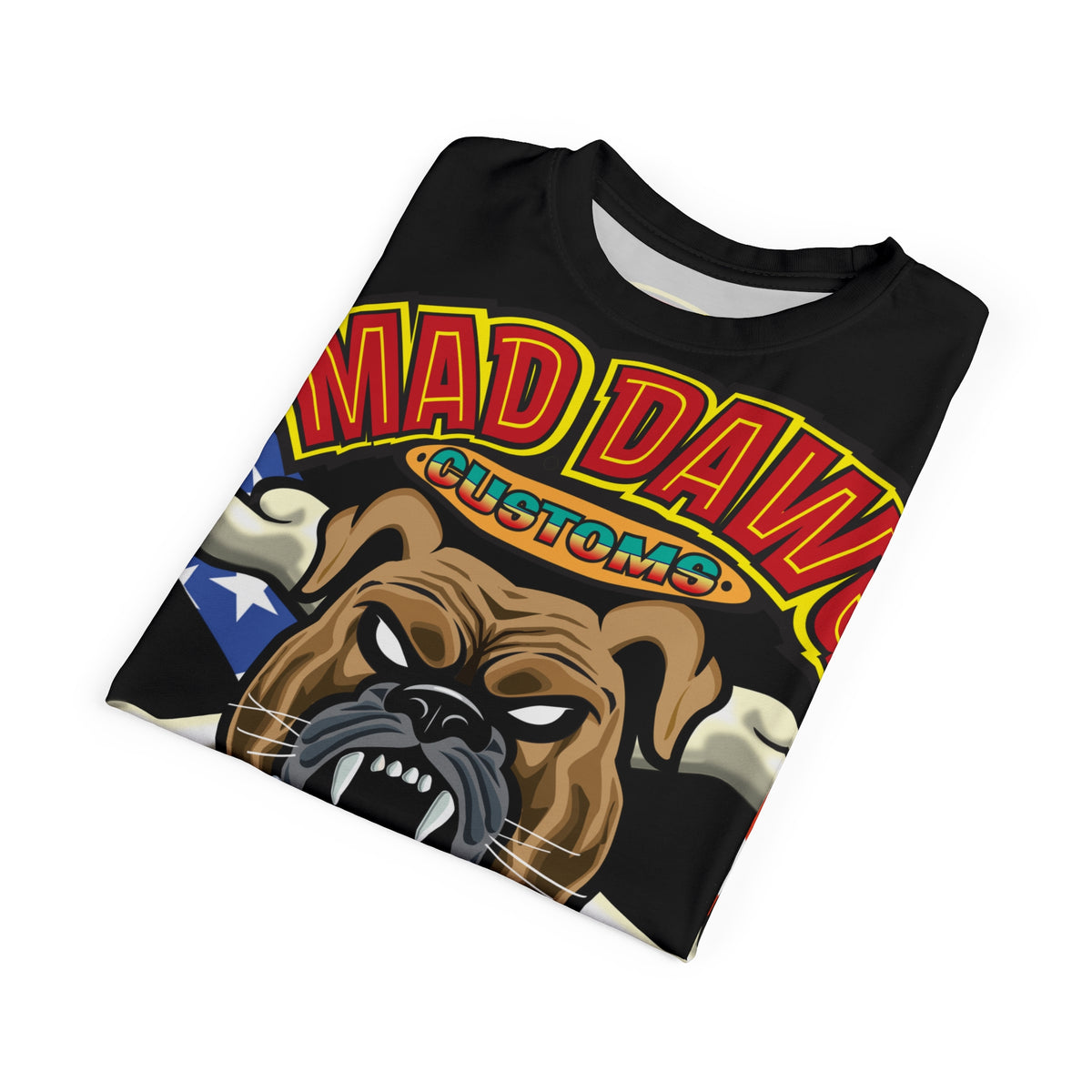 Mad Dawg Customs Americana, Edgy Motorcycle Apparel, HiViz Custom Riding TEE, Rebel Fashion, Biker Style