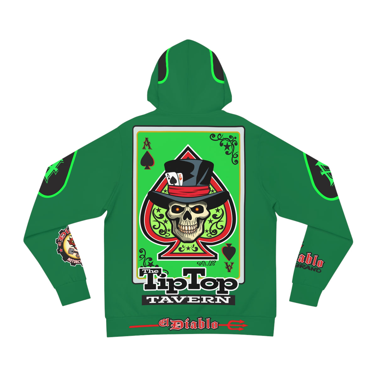 HoodZ Tip Top Tavern America's Best Dive Bar Super Hoodie - Ace of Spades Special Edition - High Visibility Lumina Green Accents
