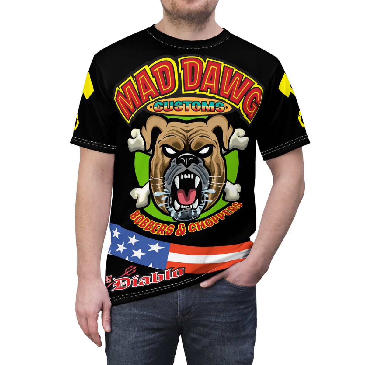 Mad Dawg Customs HiViz Americana - Motorcycle Riders Super Tee