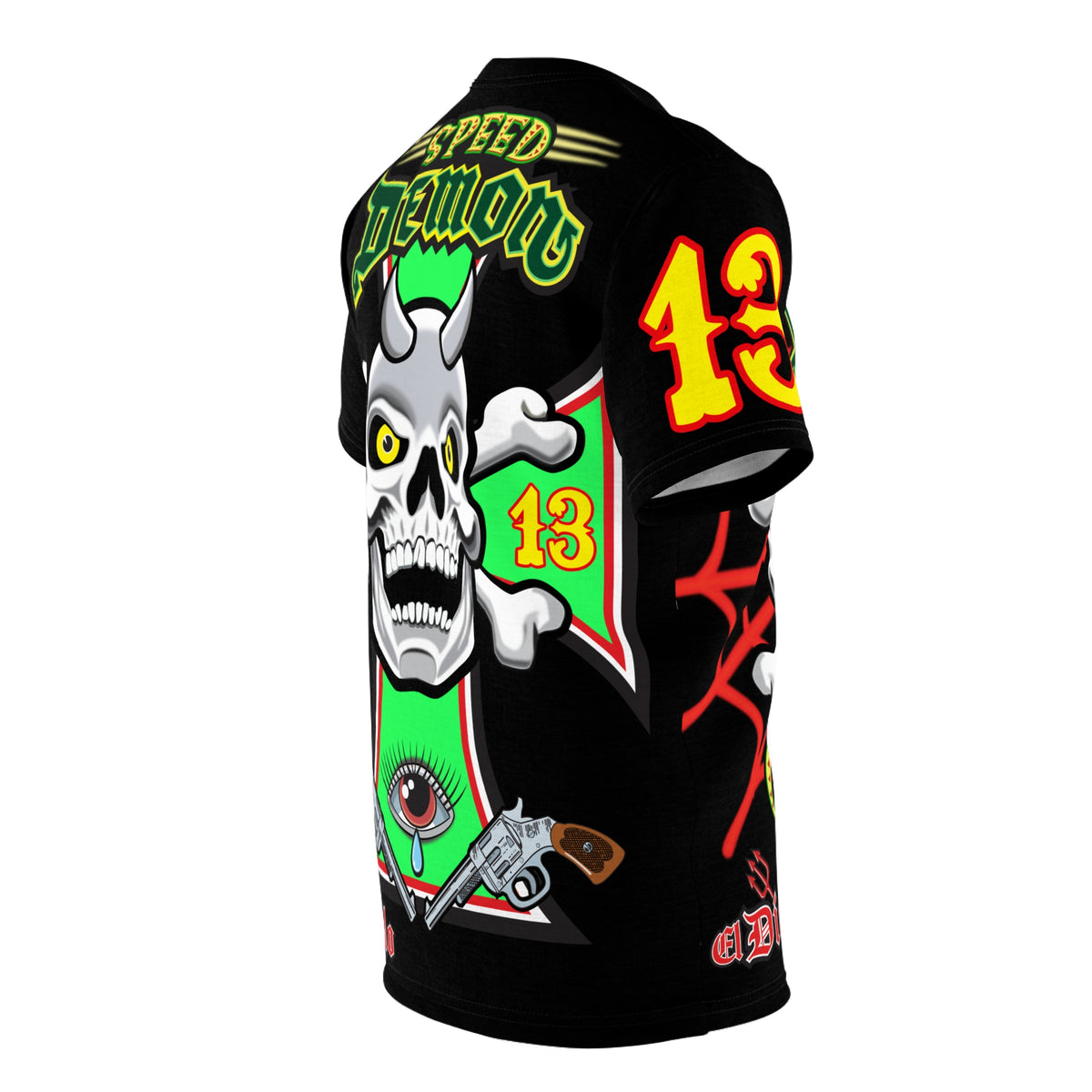 Speed Demon Big Web HiViz Custom Motorcycle Riding Super Tee