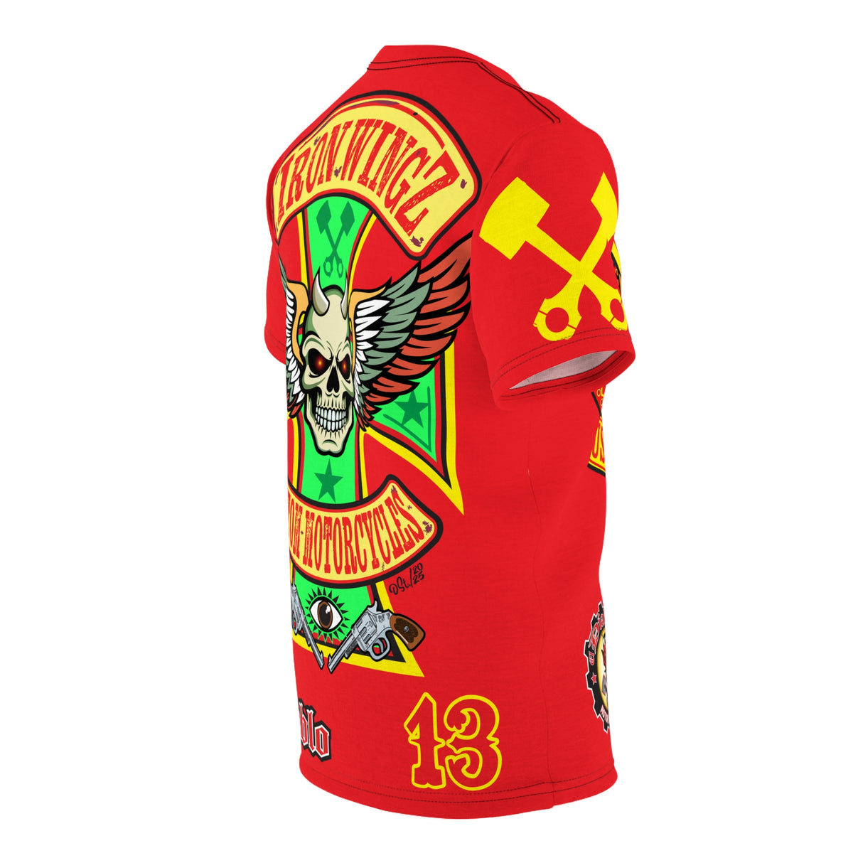 Iron WingZ Customs HIviz Graphic Super Tee, Edgy Streetwear, Customized Apparel, Gift for Bikers