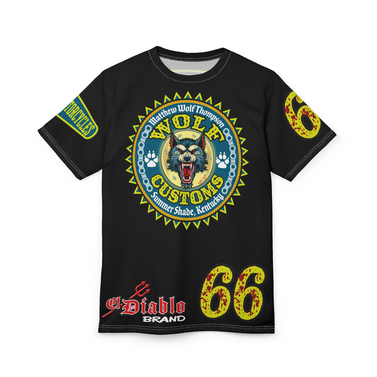 MWT Wolf Customs '66 Graphic HiViZ Super Tee — Retro Motorcycle Club Shirt, The Best Biker Riding Tee EVER !!!