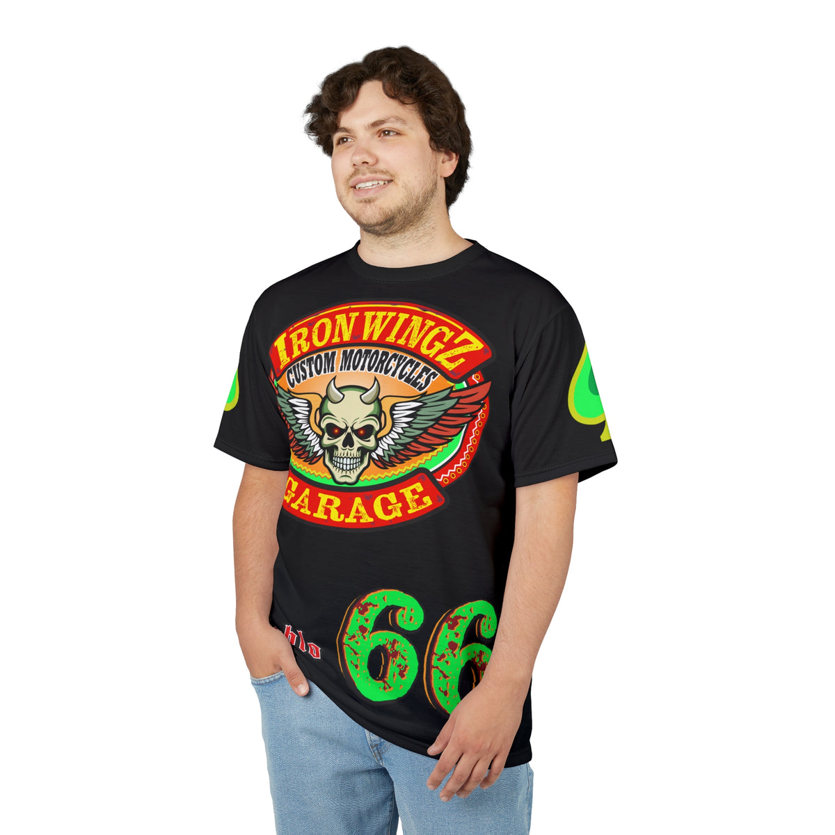 Iron Wingz Custom Motorcycle Unisex Super Tee - Bold Graphic Tee for Bikers