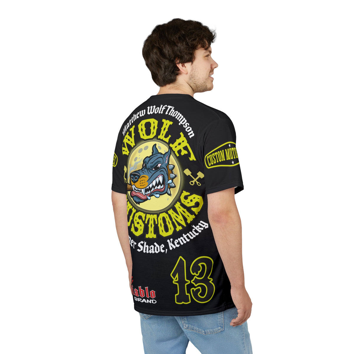MWT Wolf Customs 13 Black & XL Graphics-Retro Style Super Riding Tee — Retro Motorcycle Club Shirt, The Best Biker Riding Tee EVER !!!
