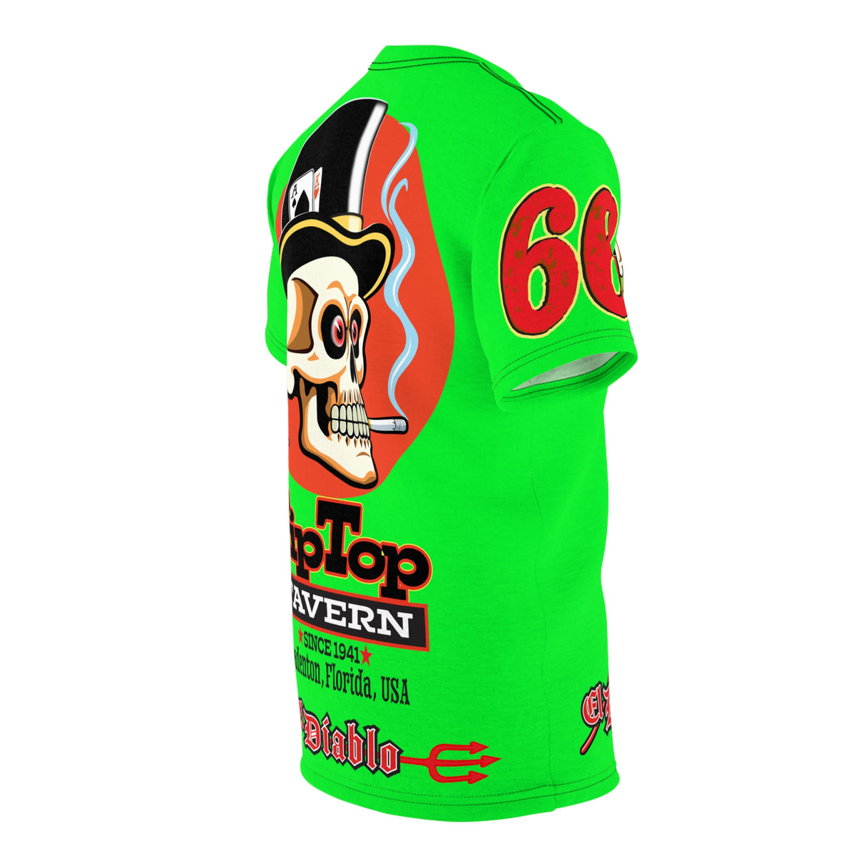 VERY SPECIAL Tip Top Tavern Dive Bar -HiViZ Lumina Green Super Riding Tee (*Limited Edition) - Florida's Best Dive Bar, Bikes Beers Babes & Bros. - Honouring Biker Bars