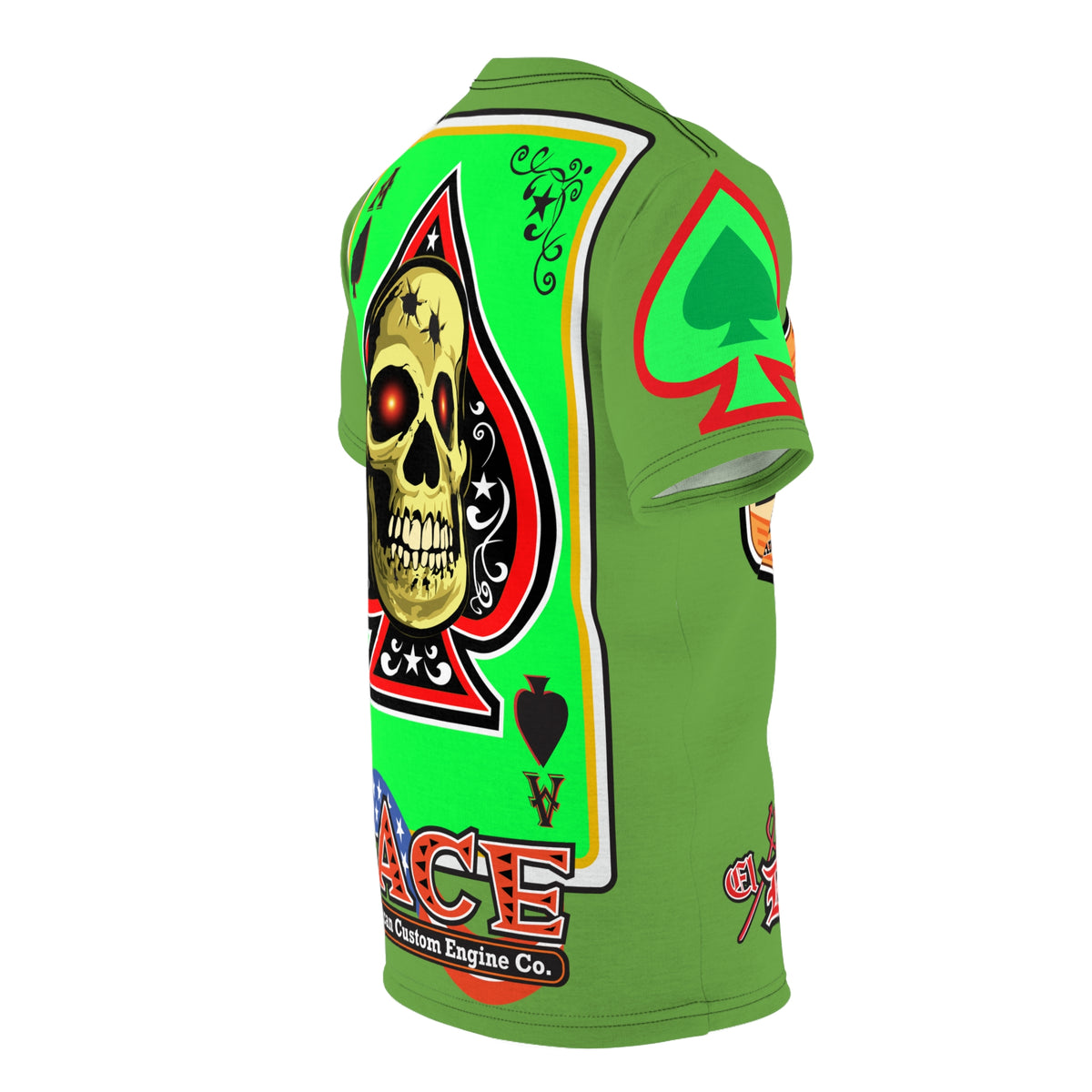 American Custom Engines ACE - Specially Designed Lumina Green  Ace of Spades Death Card High visibility Graphics