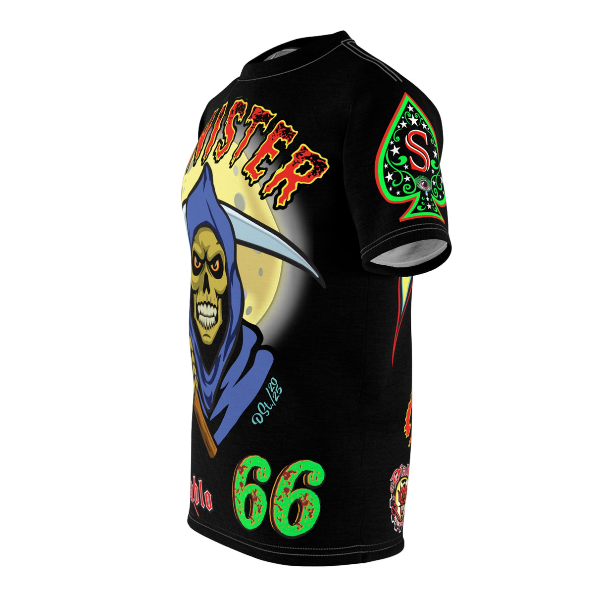 Sinister Choppers Reaper Super Tee - Gothic Graphic T-Shirt for Motorcycle Riders