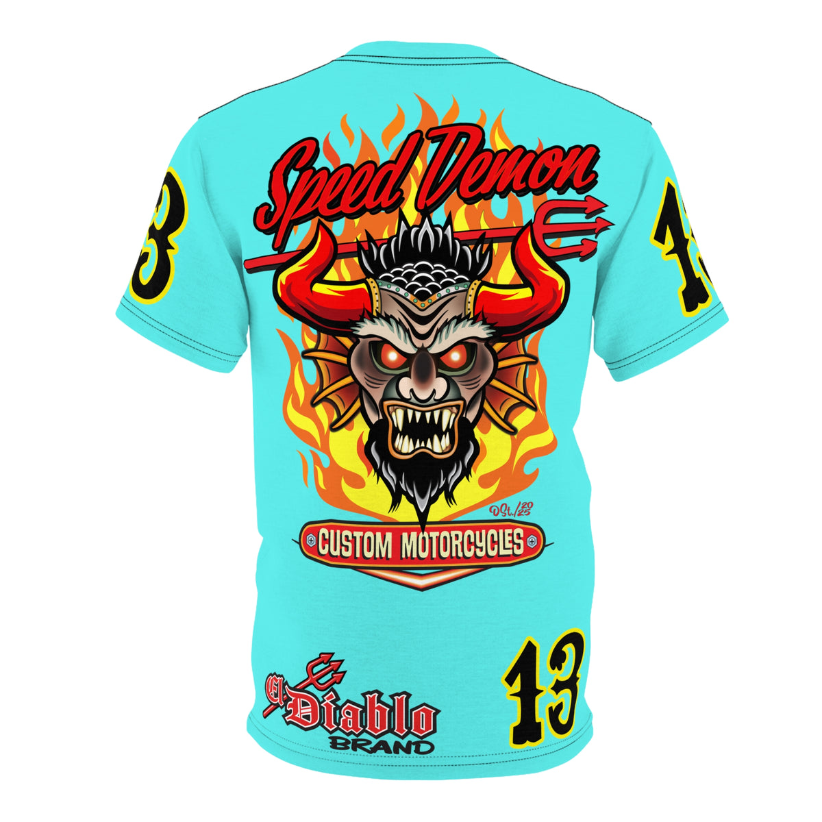 Speed Demon Customs BLU SKY Super Tee — Extreme Edgy Graphics - Bad Attitude Custom Biker Riding Gear