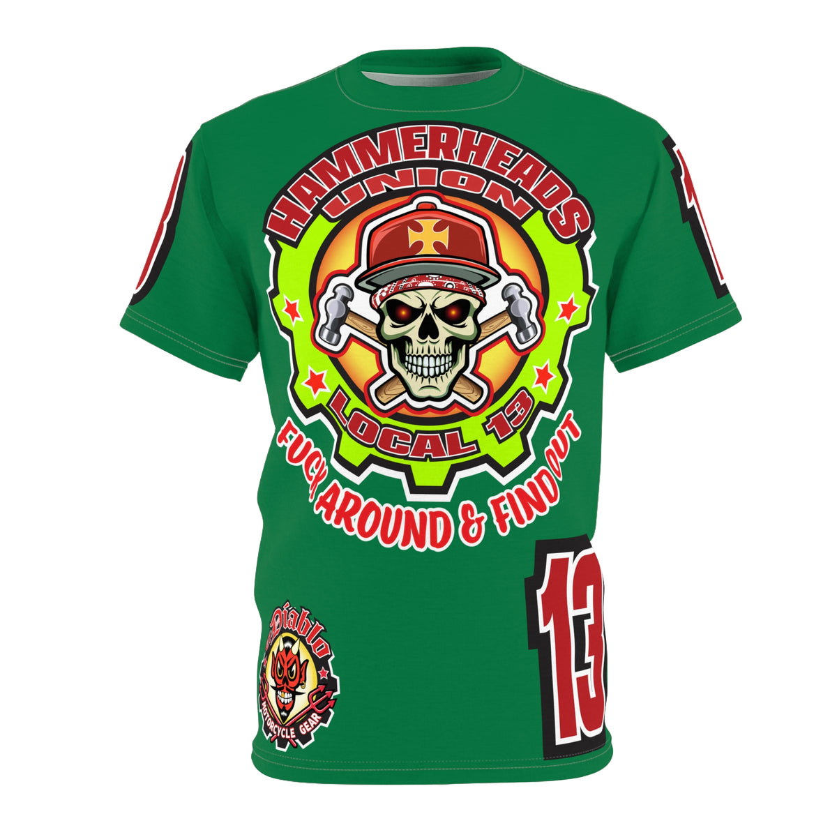 Hammerheads Union Local 13 (FAFO Version) HiViz Super Tee - Rough Tough Bad Attitude Motorcycle Riding Tee