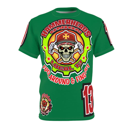 Hammerheads Union Local 13 (FAFO Version) HiViz Super Tee - Rough Tough Bad Attitude Motorcycle Riding Tee