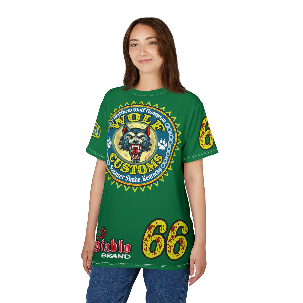 MWT Wolf Customs '66 Graphic HiViZ Super Tee — Retro Motorcycle Club Shirt, The Best Biker Riding Tee EVER !!!