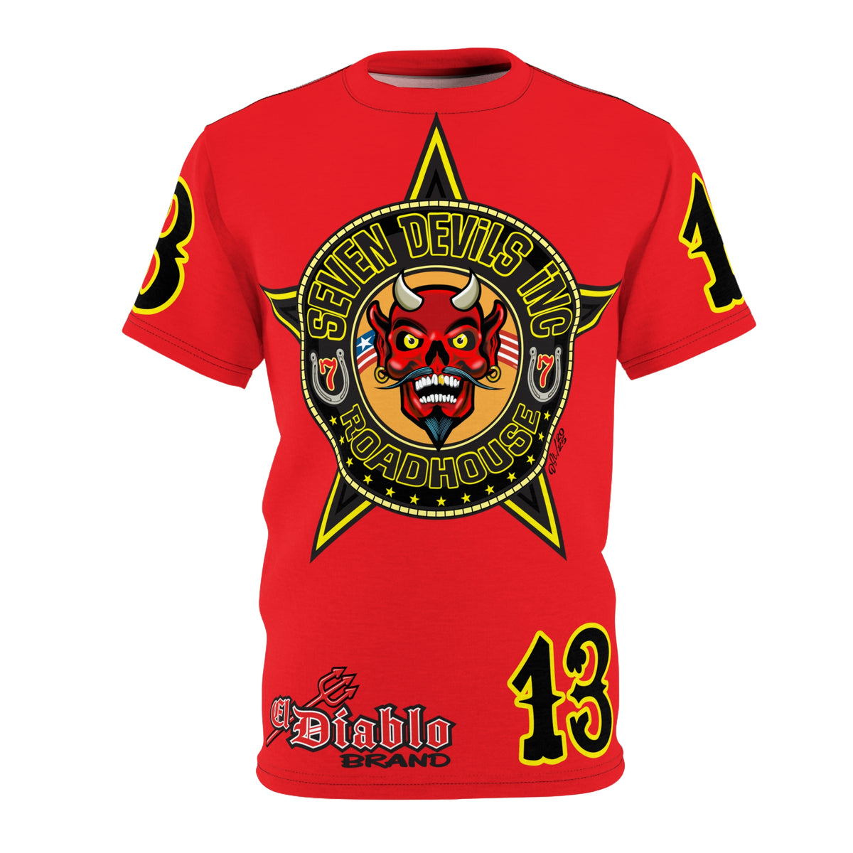 Seven Devils Inc. Roadhouse Bad in  Black Super Tee — Extreme Edgy Graphics - Bad Attitude Custom Biker Riding Gear