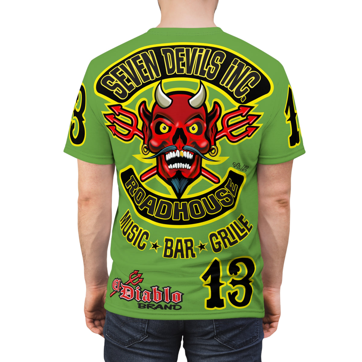 Seven Devils Inc. Roadhouse Bad in  Black Super Tee — Extreme Edgy Graphics - Bad Attitude Custom Biker Riding Gear