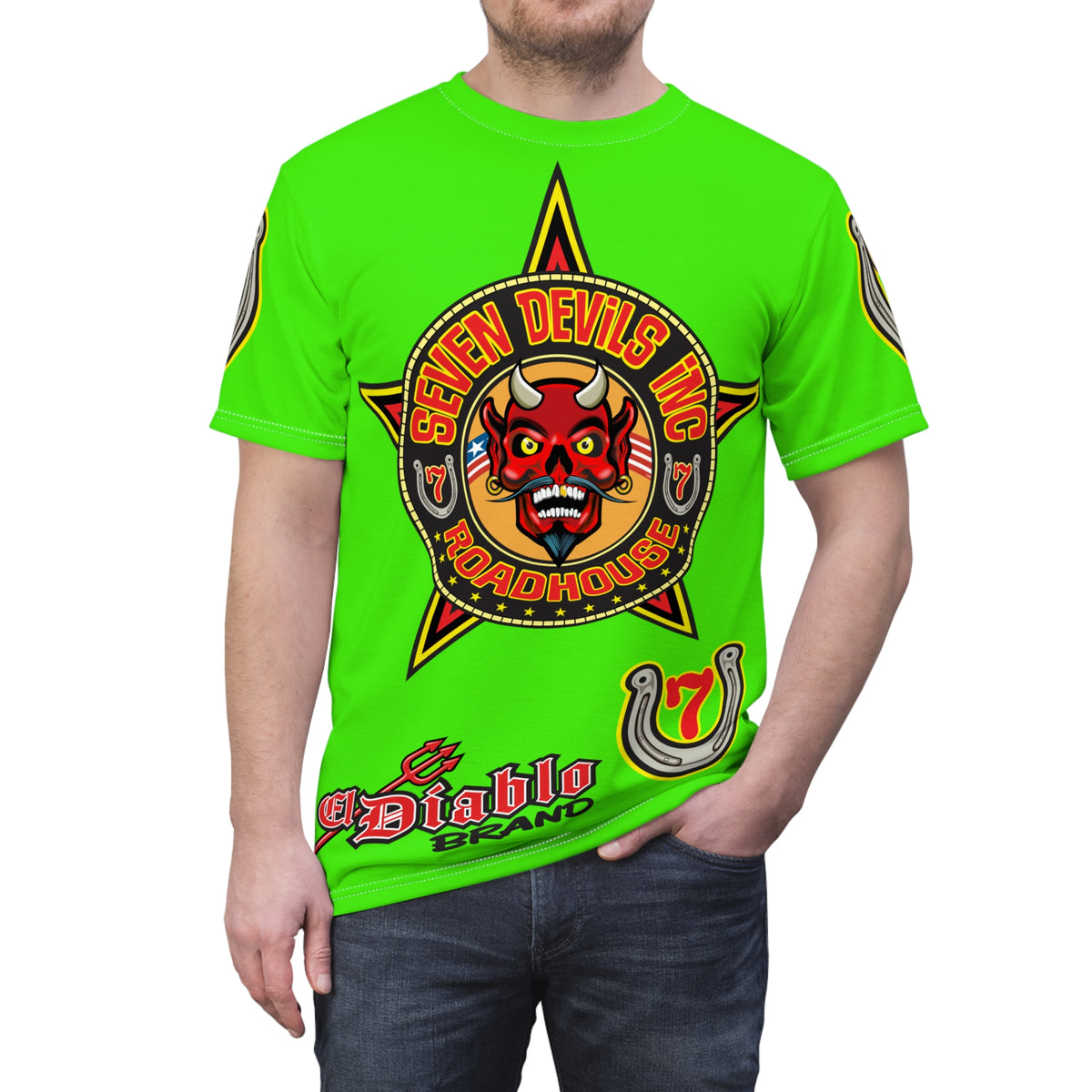 Very Special Seven Devils Inc. Roadhouse HiViZ Lumina Graphic Tee -  Motorcycle Custom Riding Super Tee