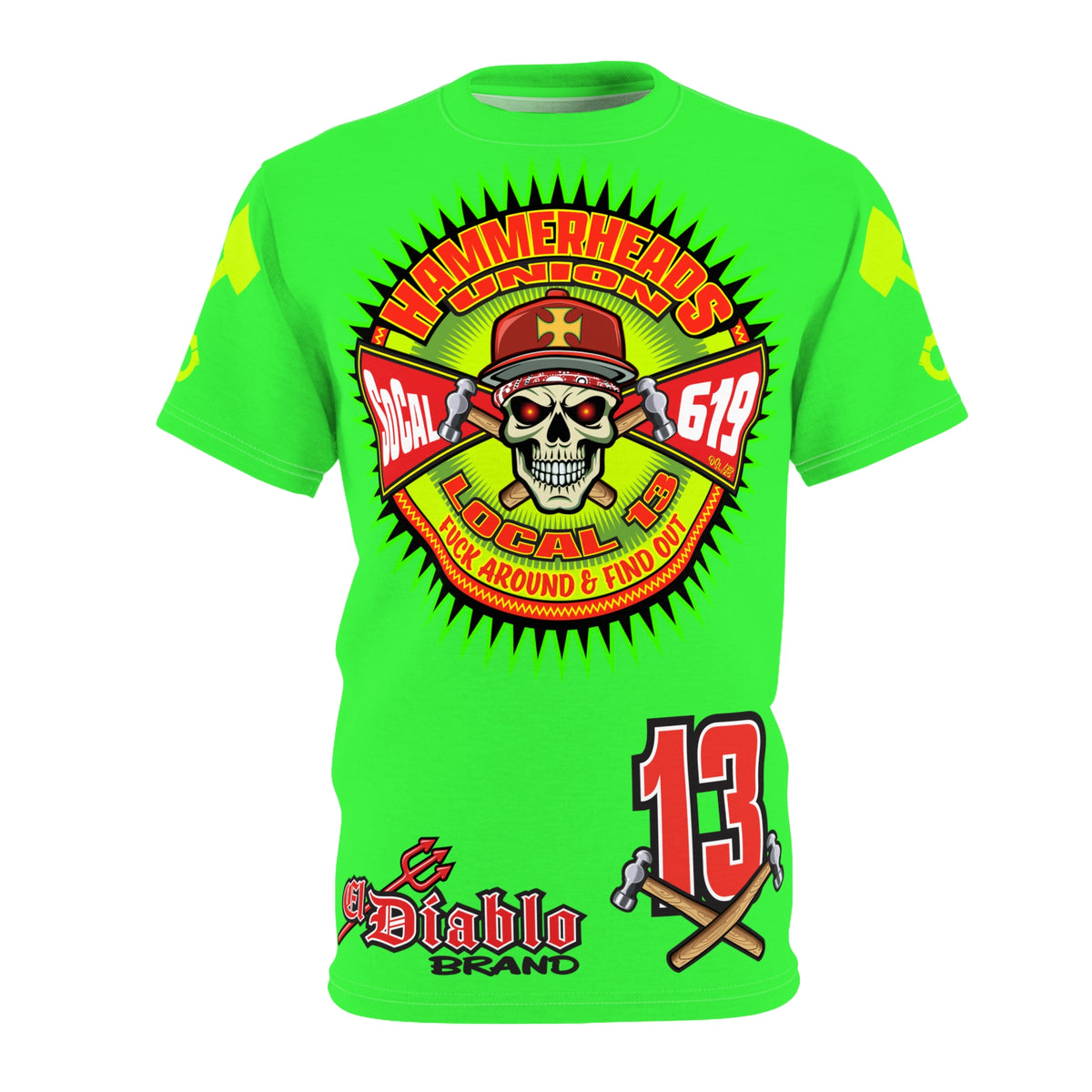 Very Special Hammerheads Union Local 13 - SoCal 619 Special Edition - Custom HiViz Motorcycle Riding Tee Shirt _ Super Comfort and Fit