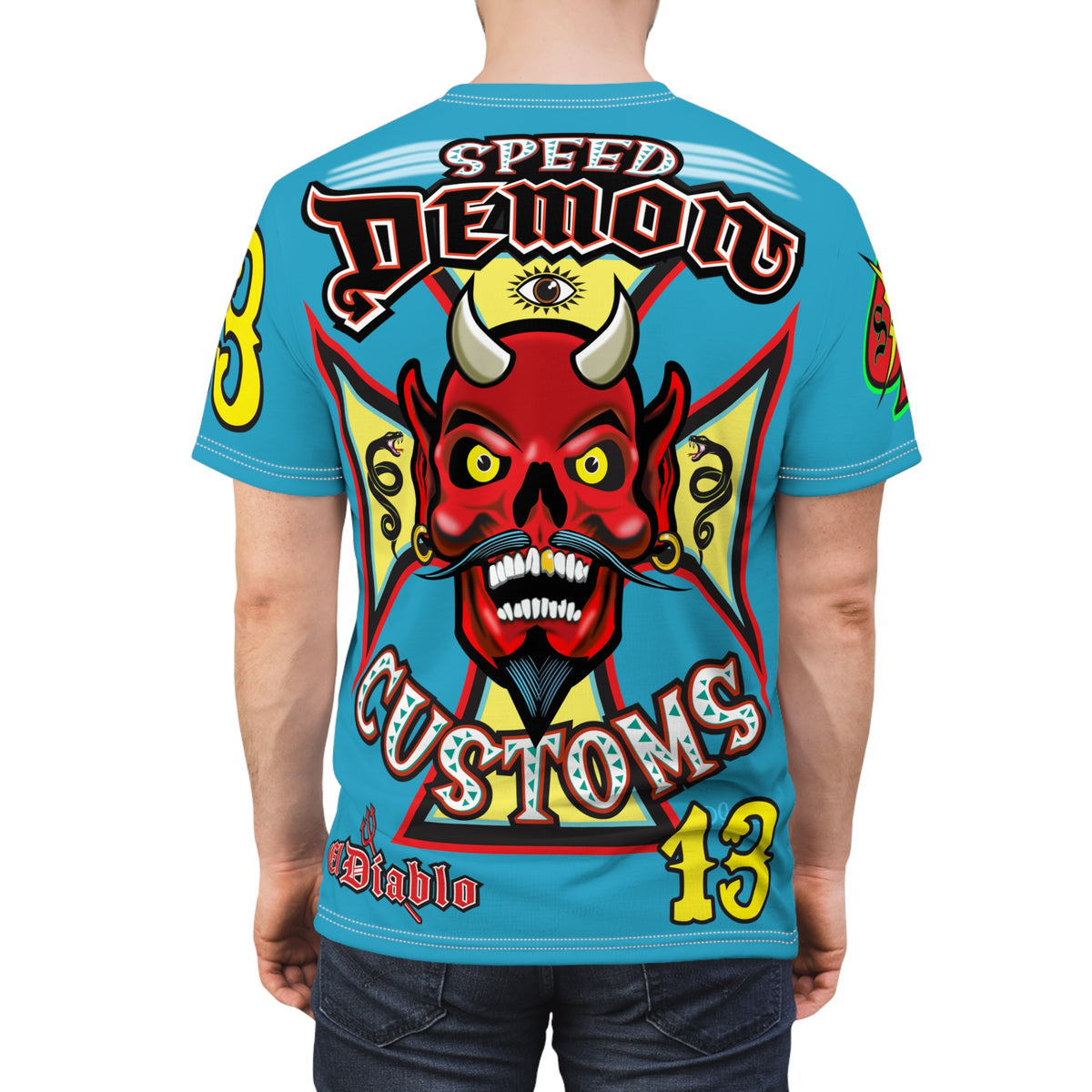 Speed Demon Custom Hell Fire HiViz Unisex Tee - Bold Graphic Harley Enthusiast Super T