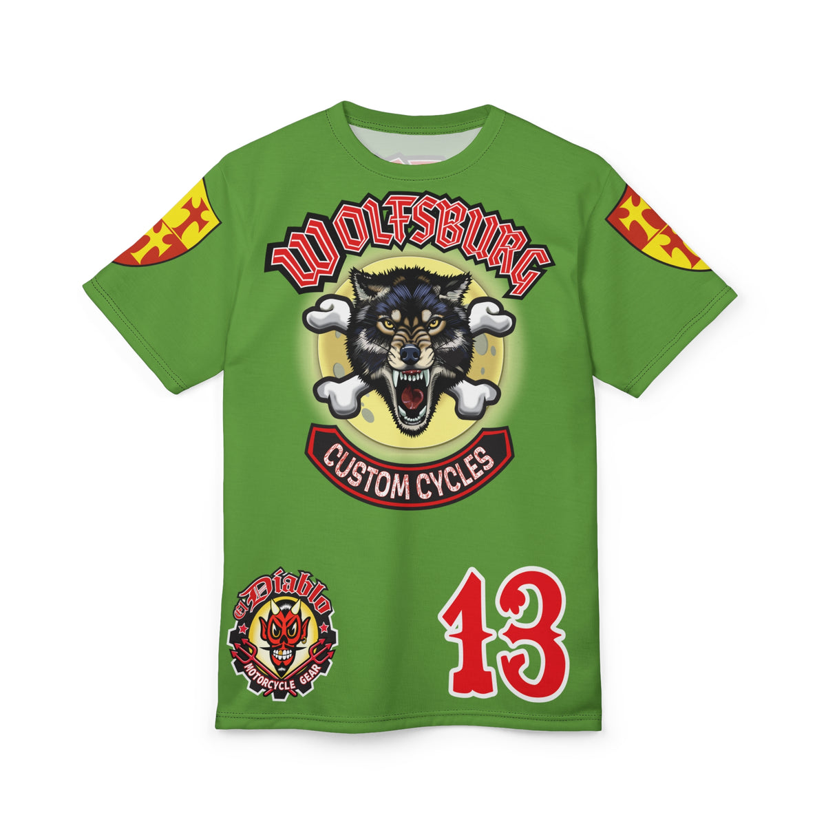 Wolfsburg Custom Cycles HiViz Graphic Super Tee for Bikers