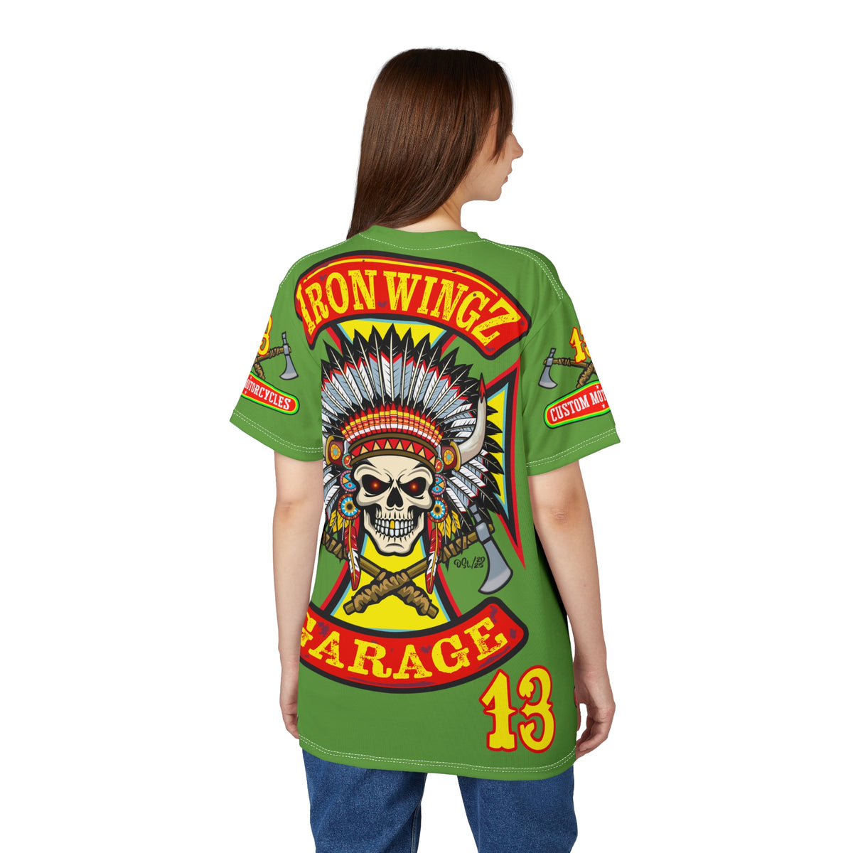Iron Wingz Garage HiViZ Motorcycle Rider Super Tee