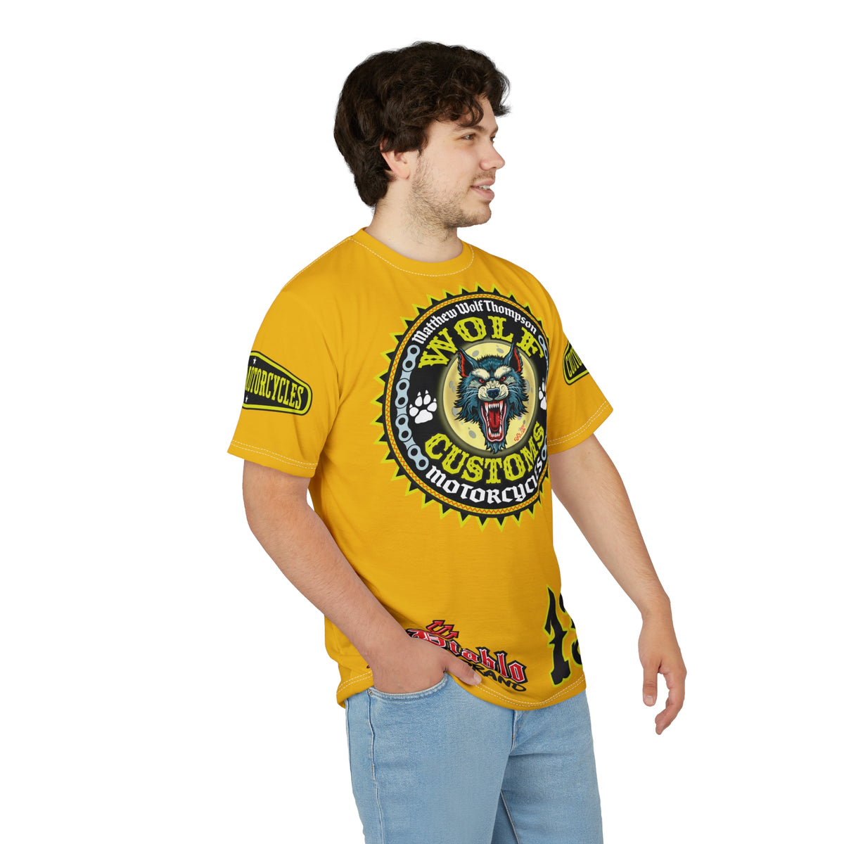 MWT Wolf Customs with XL HiViZ Graphics Super Tee —  The Best Biker Riding Tee EVER !!!