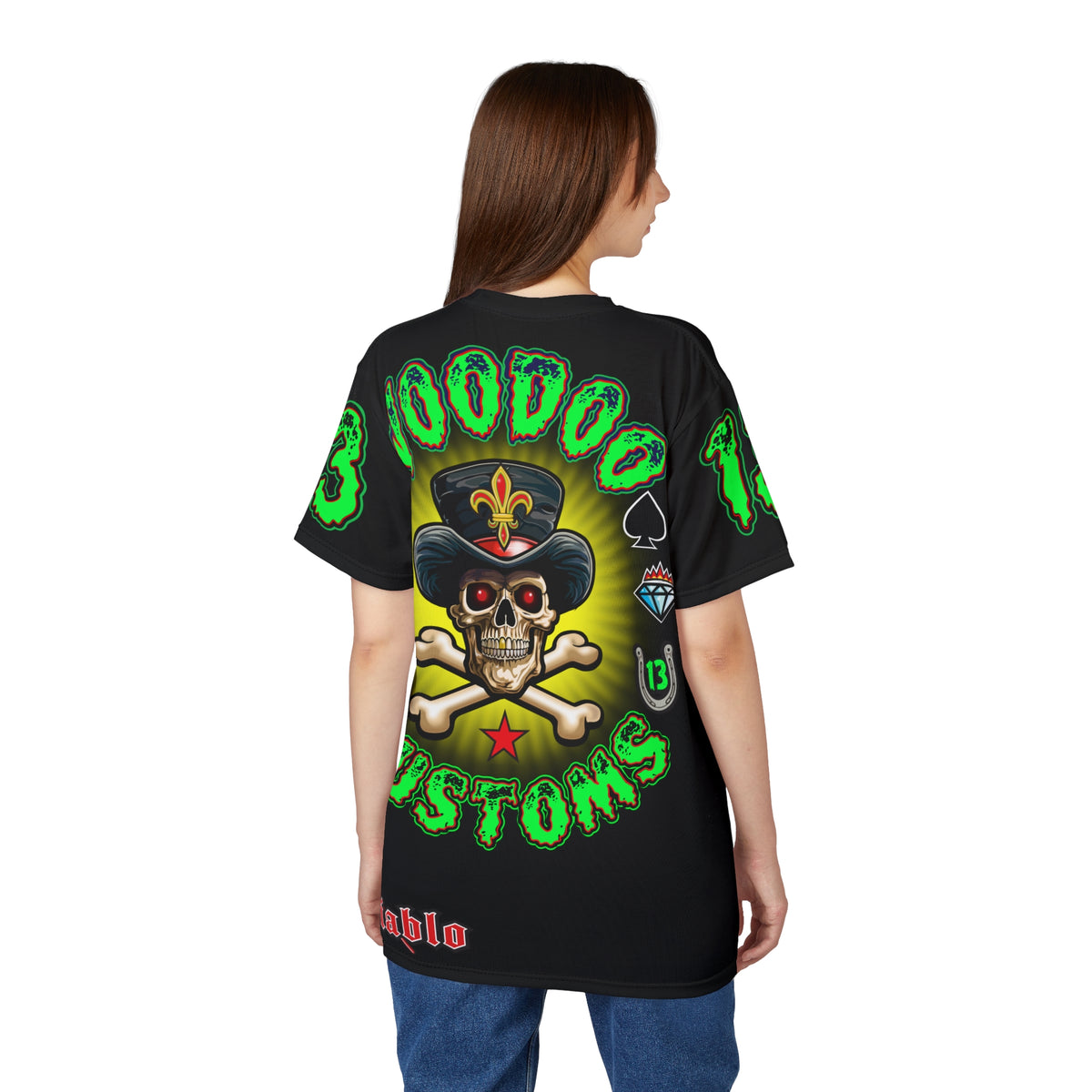 Voodoo Motorcycles Black Majic HiViz Super Tee, Unique Graphic Tee, Custom HiViz Apparel