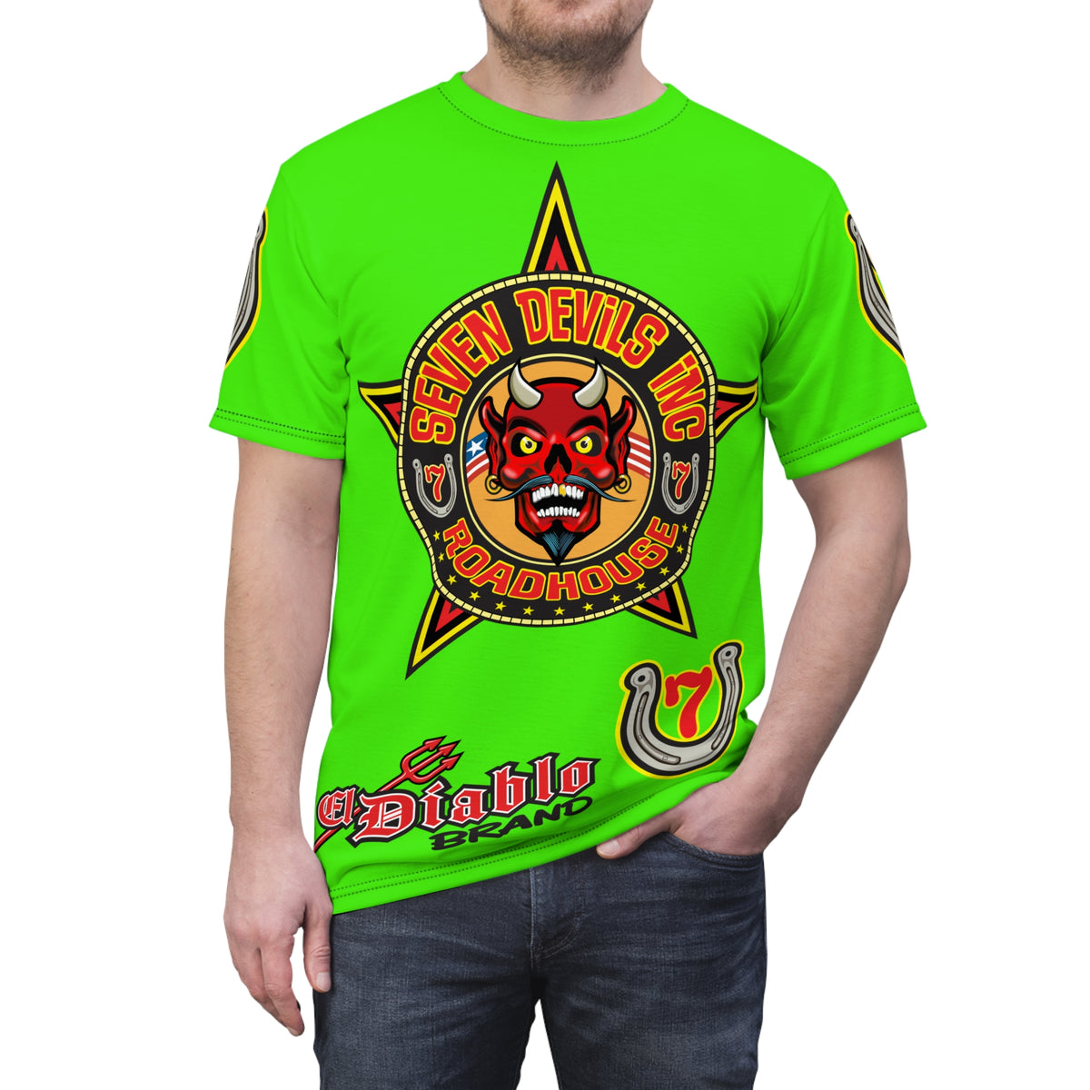 Very Special Seven Devils Inc. Roadhouse HiViZ Lumina Graphic Tee -  Motorcycle Custom Riding Super Tee