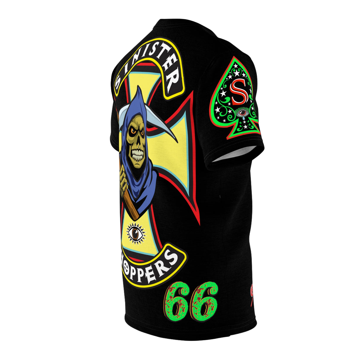 SRT Sinister Choppers Reaper Custom Super Tee - Gothic Graphic T-Shirt for Hardcore Motorcycle Riders