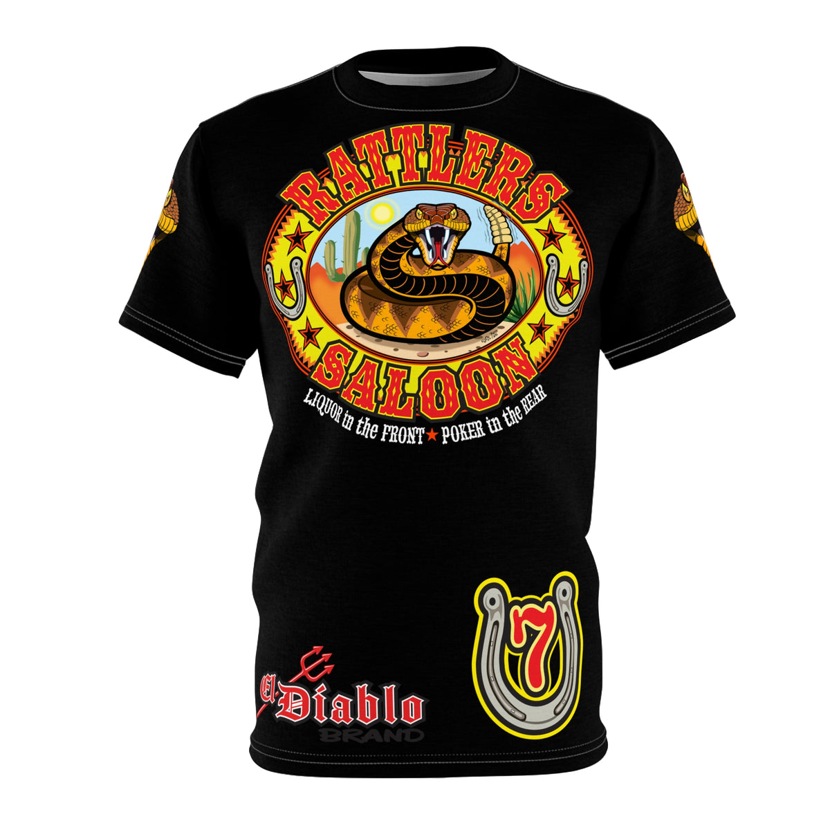 Rattlers Saloon  BADAZZ BLACK SUPER TEE — Vintage Biker 66 Graphic Shirt