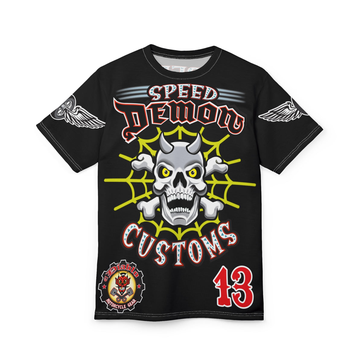 Speed Demon Customs Spectacular HiViz Super Tee - Devilishly Demented Bold Biker Design