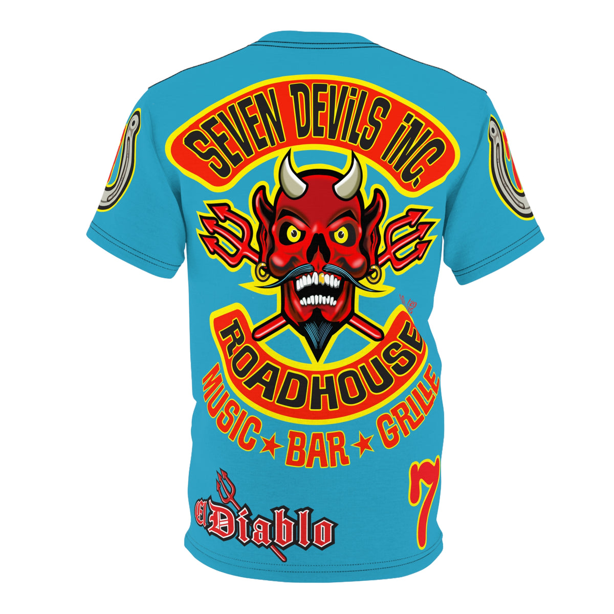Seven Devils Inc. Roadhouse  Graphic Tee - Custom Motorcycle Riding Super Tee, Edgy Streetwear Perfect Fit & Comfort Biker Wear