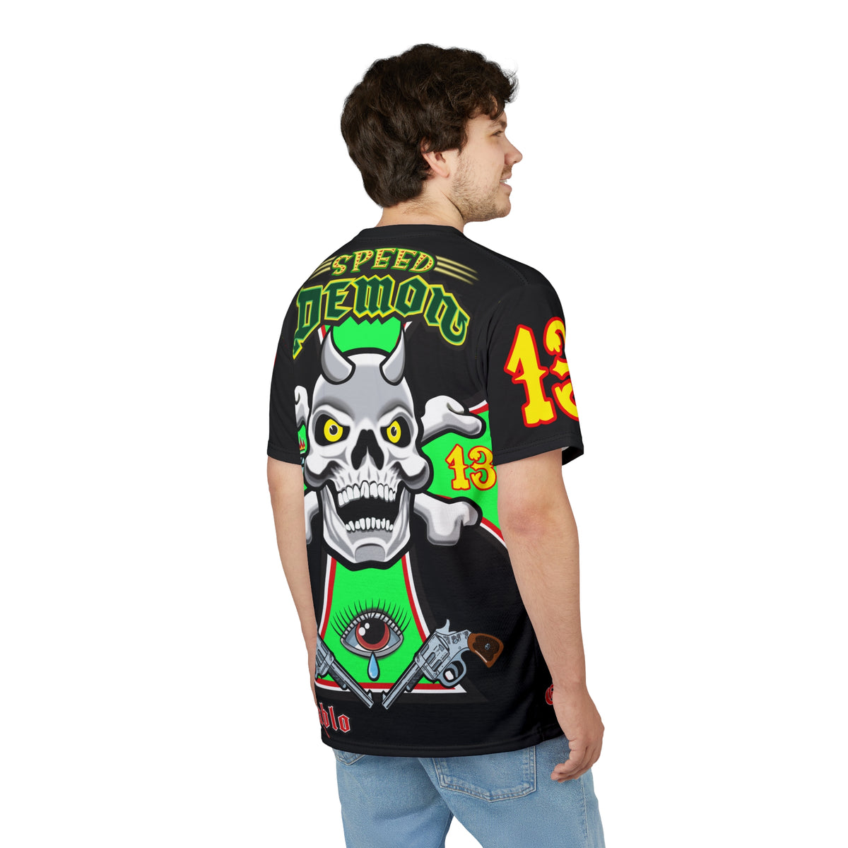 Speed Demon Big Web HiViz Custom Motorcycle Riding Super Tee