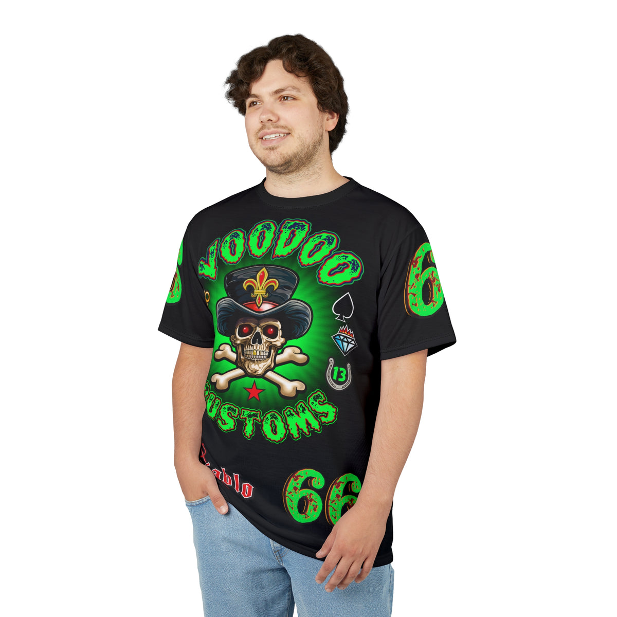 Voodoo Custom Motorcycles HiViZ Route 66 Super Tee, Specially Designed for visibility and riding comfort, Badazz Graphic T-Shirt,