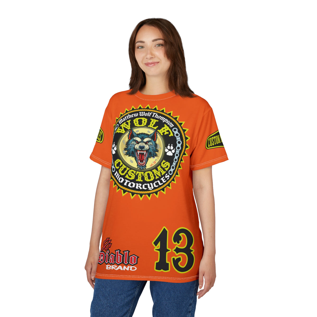 MWT Wolf Customs with XL HiViZ Graphics Super Tee —  The Best Biker Riding Tee EVER !!!