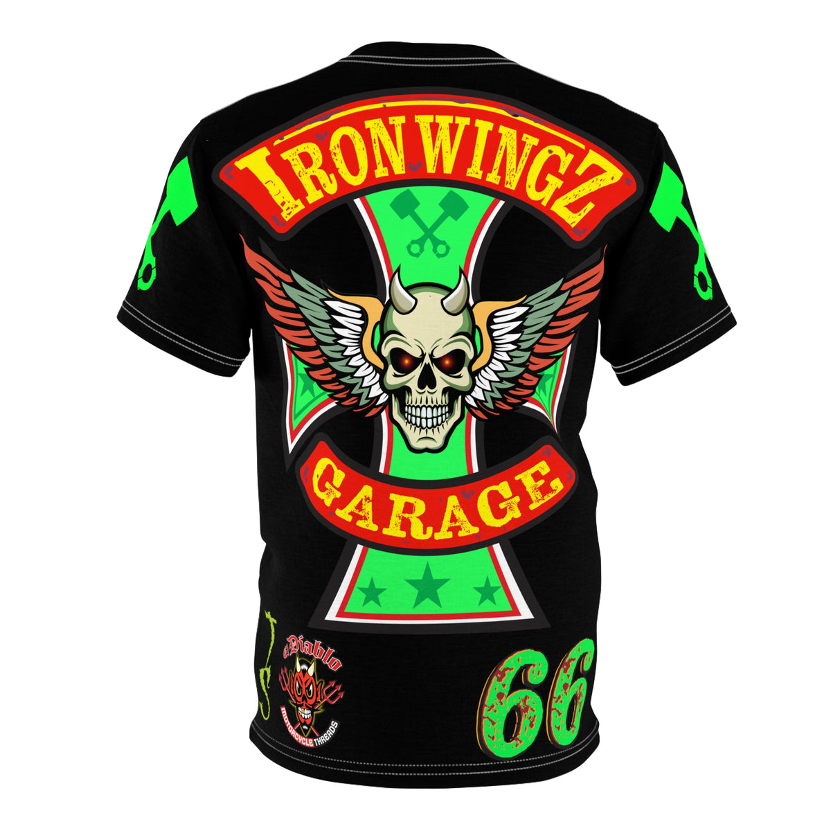 Iron Wingz Custom Motorcycles Super Tee - Badazz Harley Riding HiViz Tee