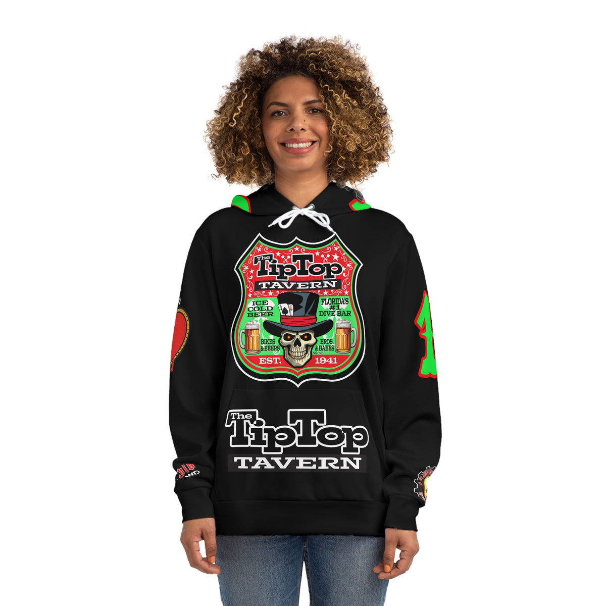 HoodZ Tip Top Tavern America's Best Dive Bar Super Hoodie - Ace of Spades Special Edition - High Visibility Lumina Green Accents