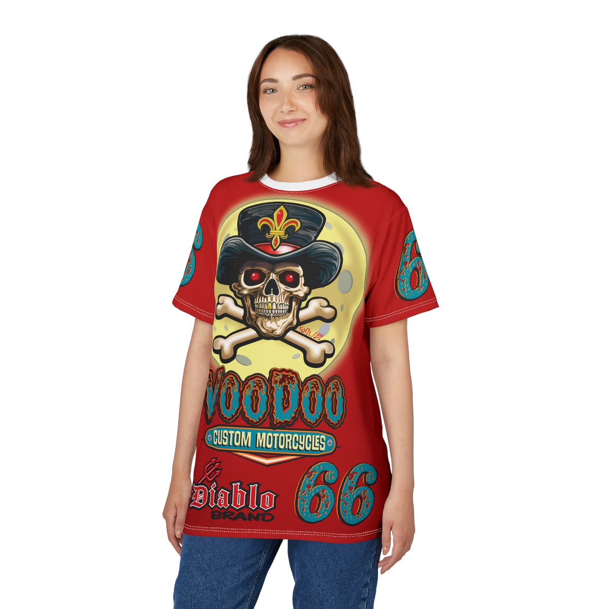 Voodoo Customs Tie Dye Blast Graphic Tee – Unisex- Edgy Style for Bikers