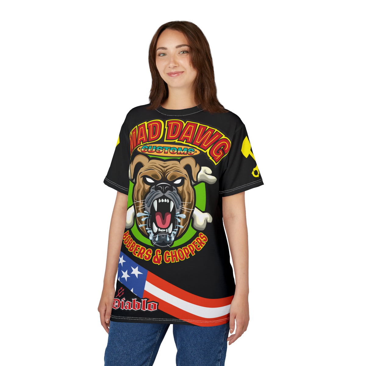 Mad Dawg Customs HiViz Americana - Motorcycle Riders Super Tee