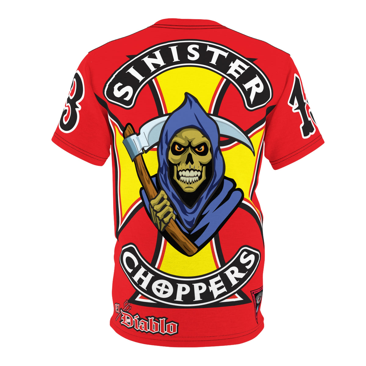 Sinister Choppers Reaper HiViz Super Tee - Unisex Skull Design for Bikers