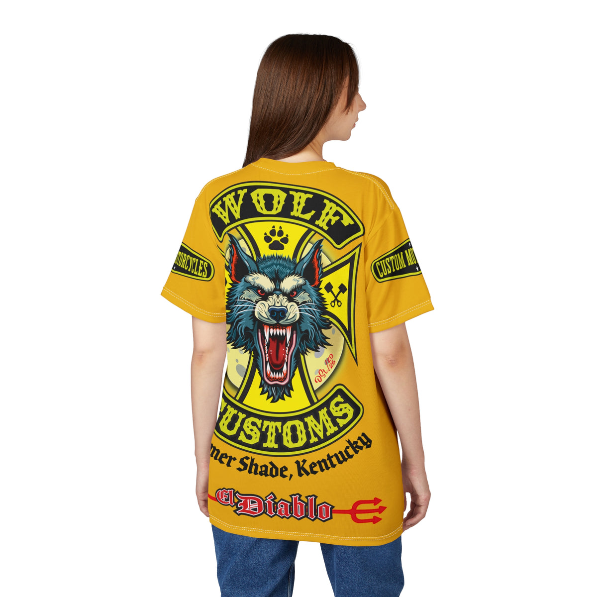 MWT Wolf Customs with XL HiViZ Graphics Super Tee —  The Best Biker Riding Tee EVER !!!