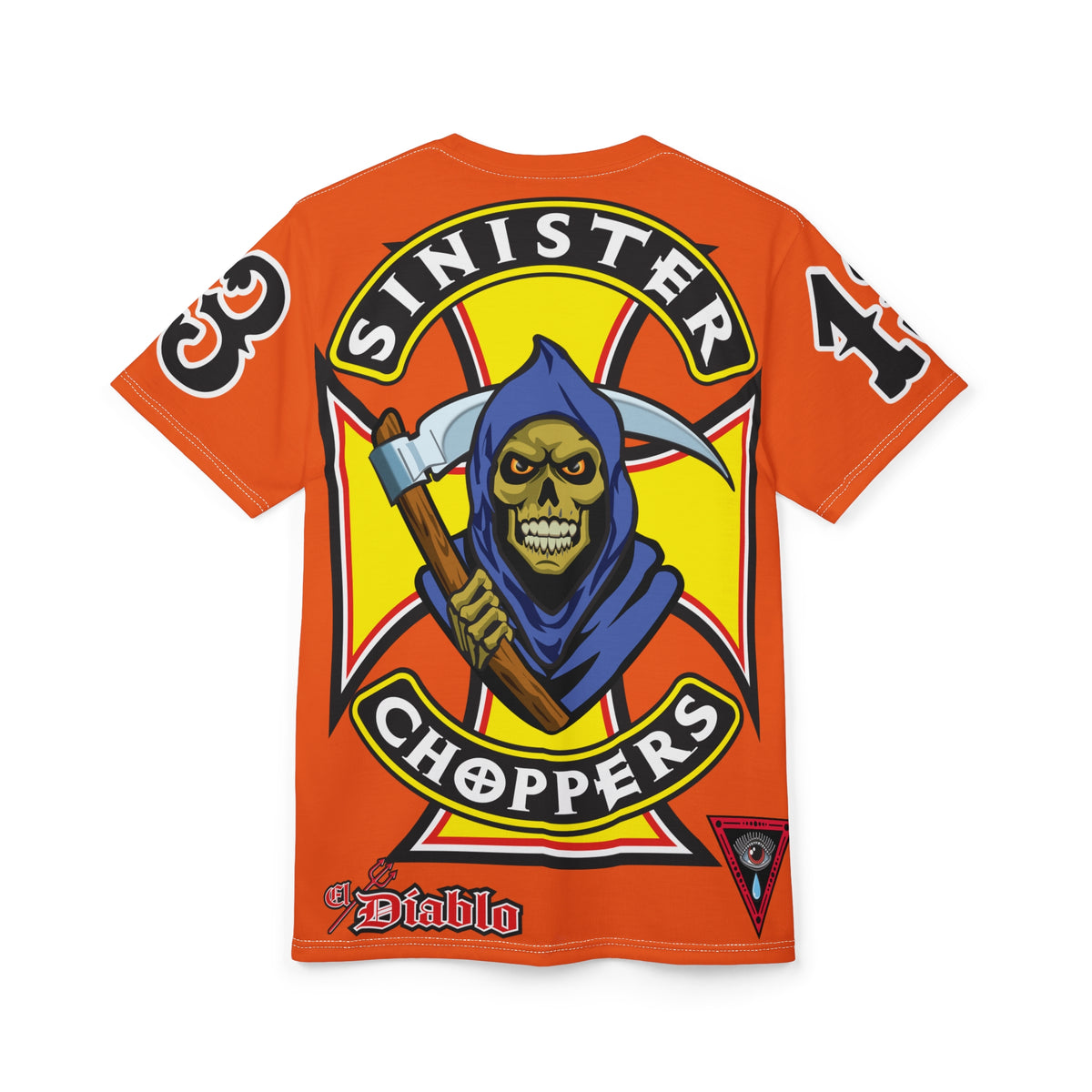 Sinister Choppers Reaper HiViz Super Tee - Unisex Skull Design for Bikers