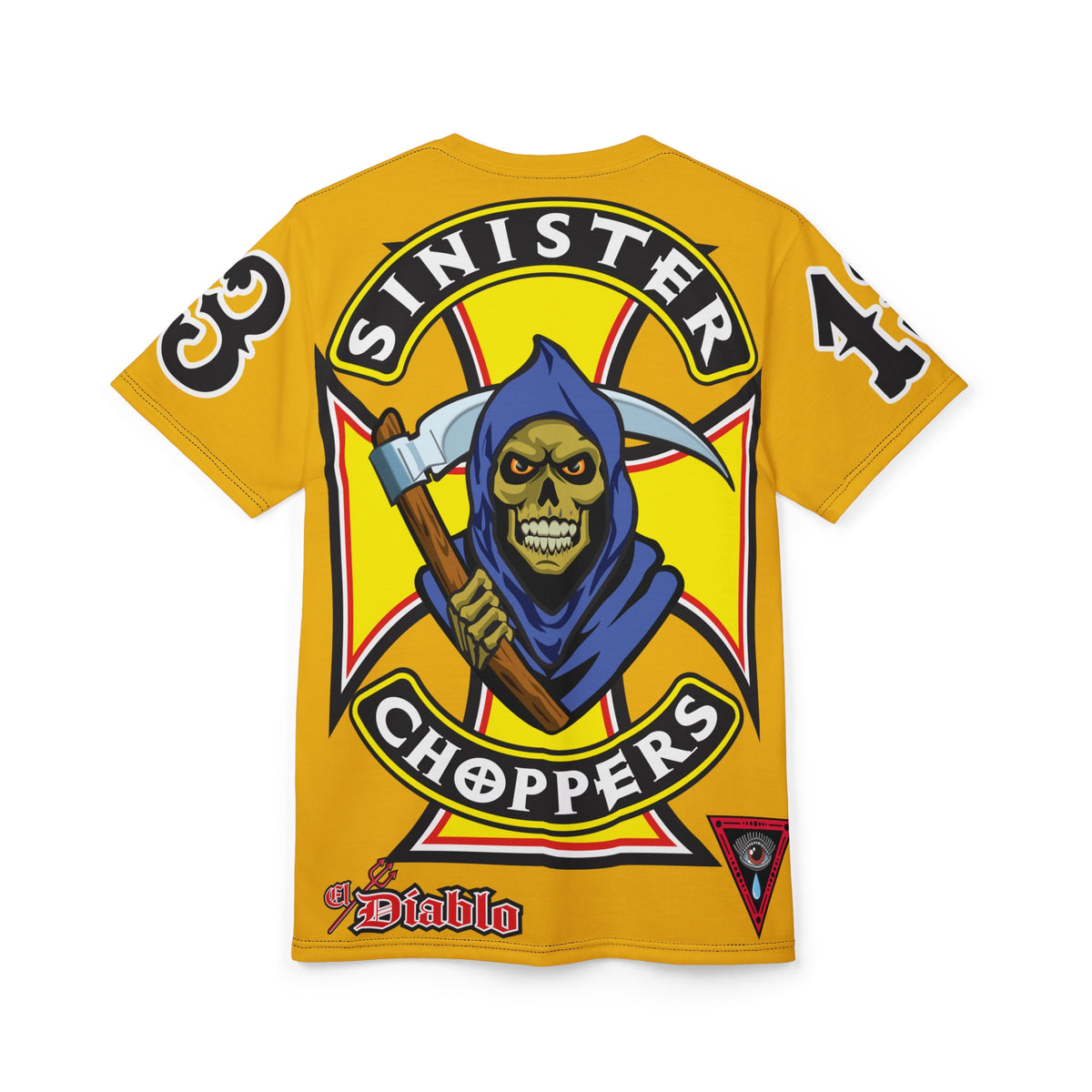 Sinister Choppers Reaper HiViz Super Tee - Unisex Skull Design for Bikers
