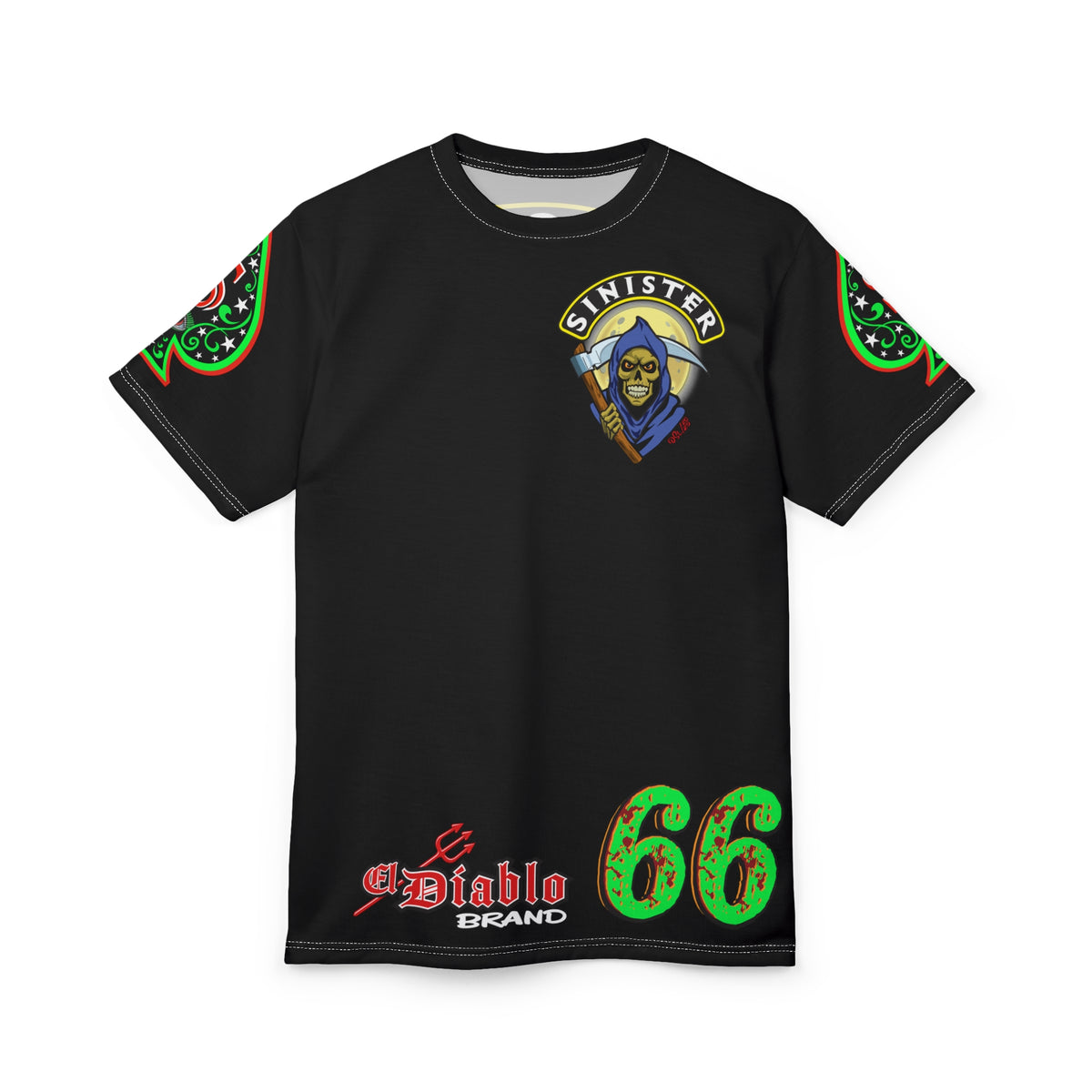 SRT Sinister Choppers Reaper Custom Super Tee - Gothic Graphic T-Shirt for Hardcore Motorcycle Riders