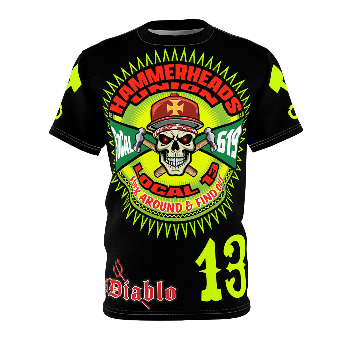 Hammerheads Union Local 13 -  SoCal 619 Special Edition - Custom HiViz Motorcycle Riding Tee Shirt _ Super Comfort and Fit