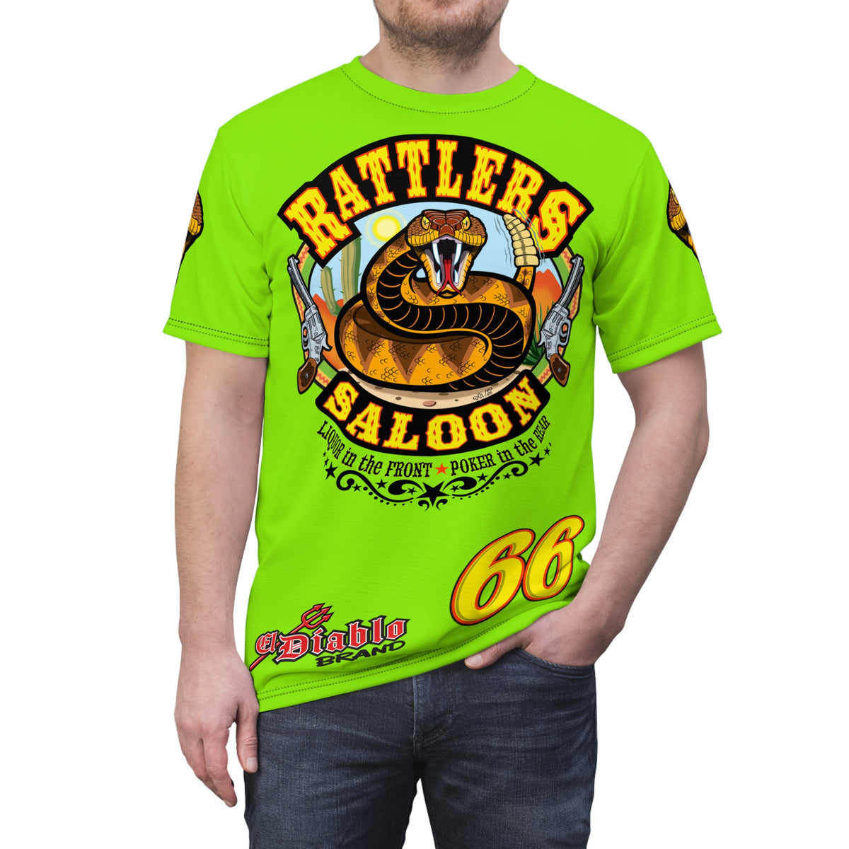 VERY Special HIVIZ Rattlers Saloon  BADAZZ SUPER TEE — Vintage Biker 66 Graphic Shirt