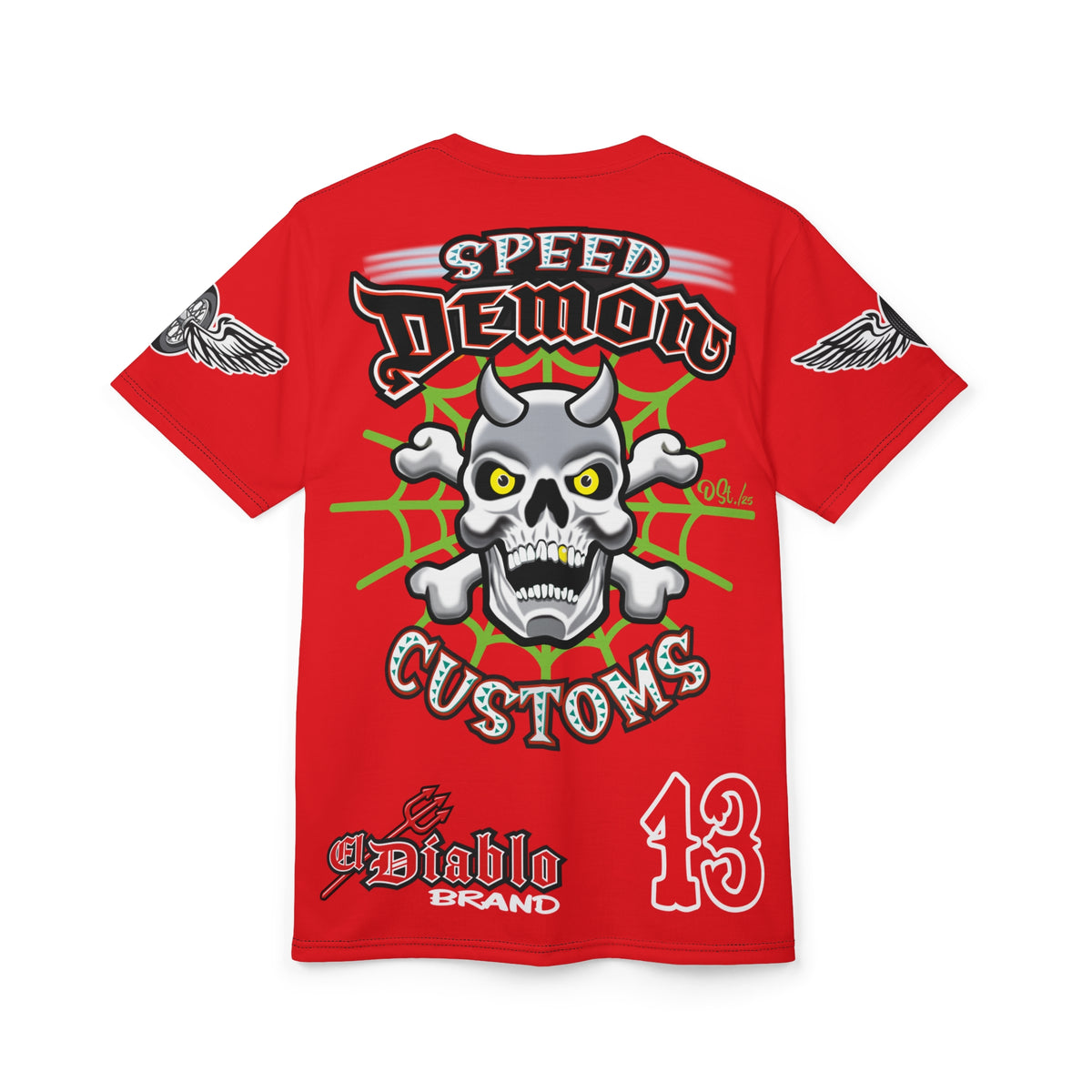 SRT Speed Demon Customs Spectacular  Super Riding Tee - Devilishly Demented Bold Biker Design