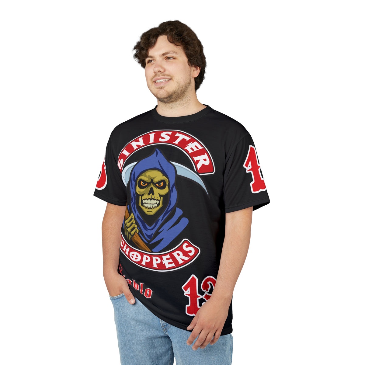 Sinister Choppers Reaper HiViz Super Tee - Unisex Skull Design for Bikers